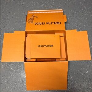 Louis Vuitton box with original shipping box, gift ribbon, card, envelops.